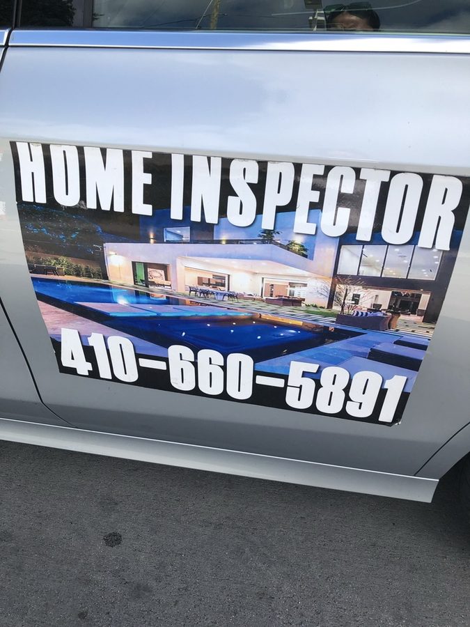 Super Specs Home Inspector vehicle magnet showing 410-660-5891